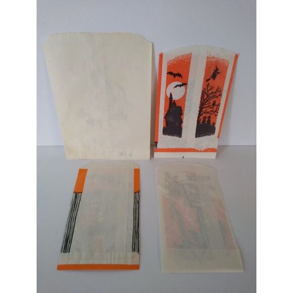 Halloween Candy Trick Or Treat Bags Goblin Head Man Witches Spooks Black Cat (4) - Picture 3 of 3